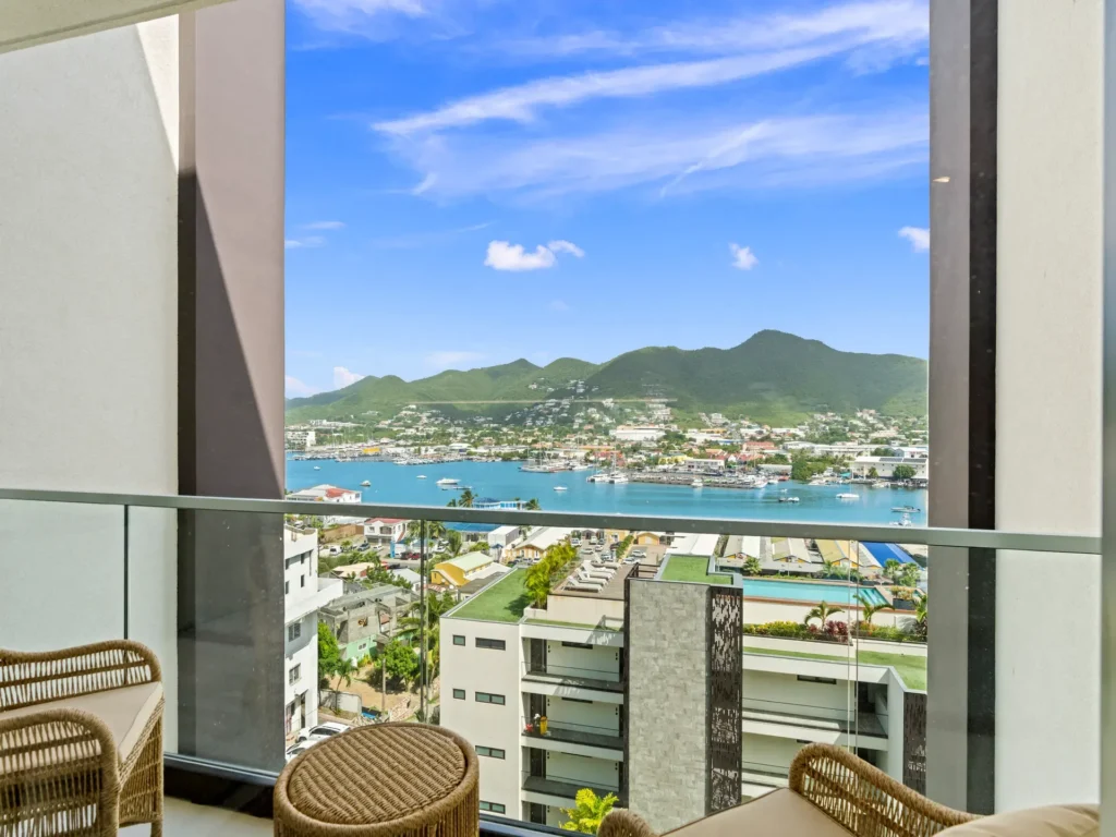 B244 Magnificent lagoon view apartment vacation rental The Hills Residence Sint Maarten